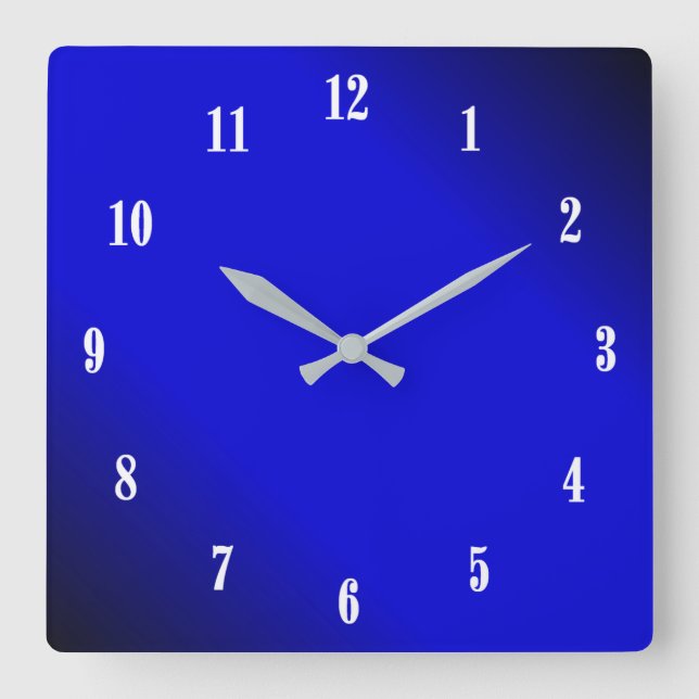 Horloge Carrée Electric cobalt Blue White Numbers Wall Clock (Recto)