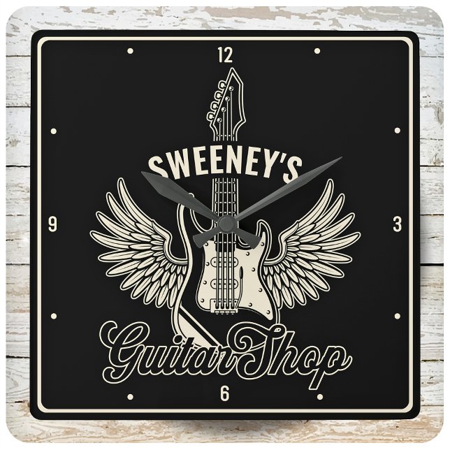 Horloge Carrée Electric Wings Guitarist Personalized Guitar (Créateur téléchargé)