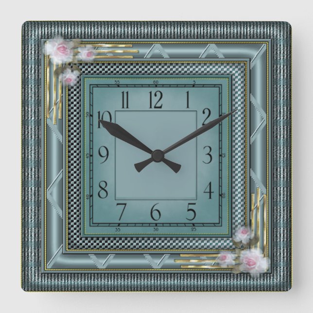 Horloge Carrée Elegant blue (Recto)