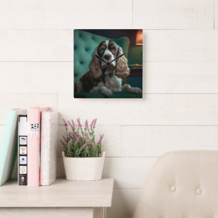 Horloge Carrée Elégant Cocker Spaniel Classic Portrait Design