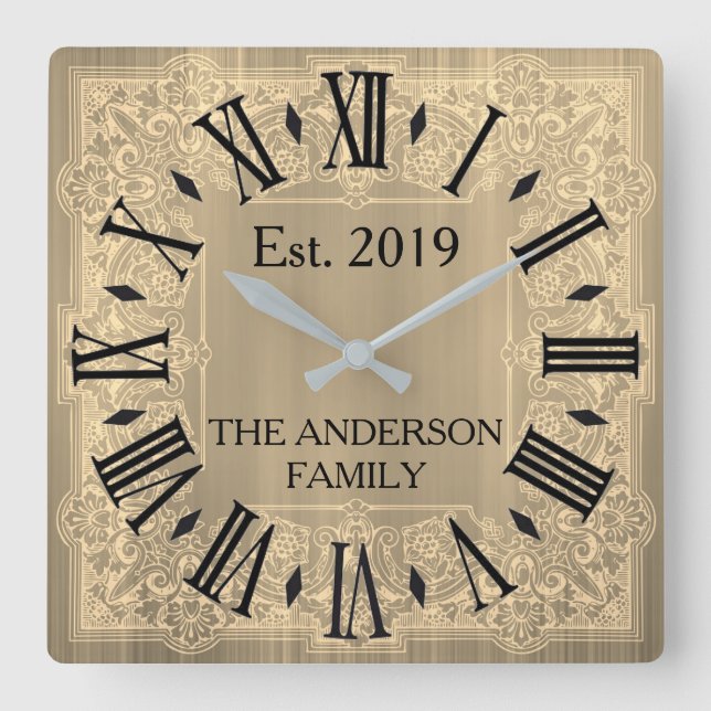 Horloge Carrée Elegant Custom Teal Blue Victorian (Recto)