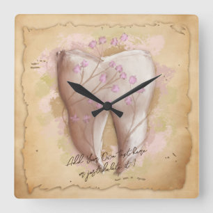 Horloge Carrée Élégant Dentiste Vintage Dental Assistant Cadeau