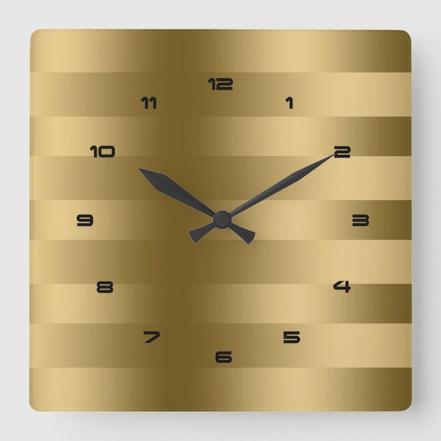 Horloge Carrée Elégant Gold Stripes Design moderne (Recto)