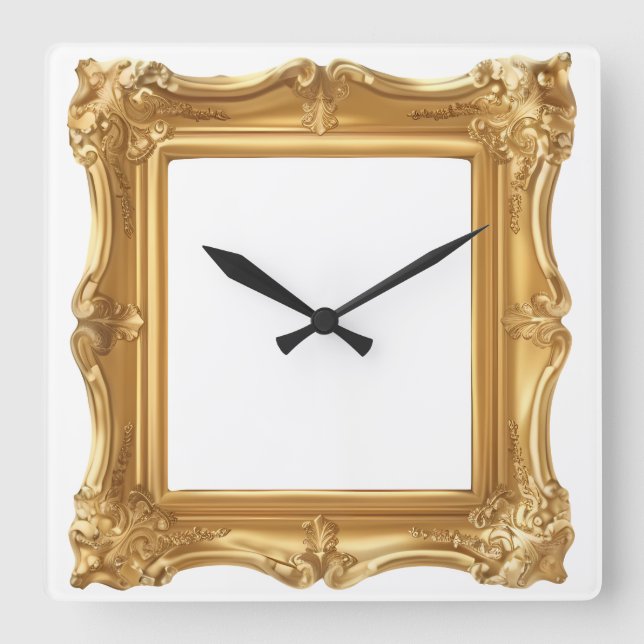 Horloge Carrée Elegant Golden Ornate Frame (Recto)