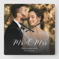 Elegant moderne Script Wedding Photo Newlywed Chic