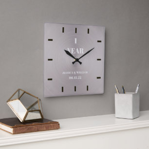 Horloge Carrée Élégant Moderne Simple Mariage Anniversaire Gardie