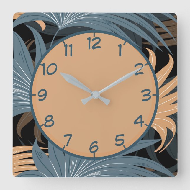 Horloge Carrée Elegant Palm Leaves (Recto)