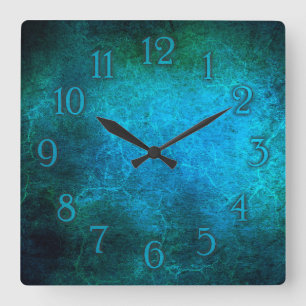 Horloge Carrée Elegant peacock blue wall clock