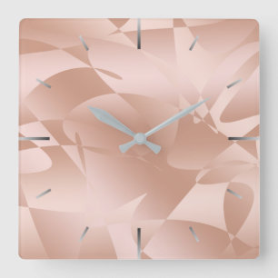 Horloge Carrée Élégant rose en cuivre élégant motif or