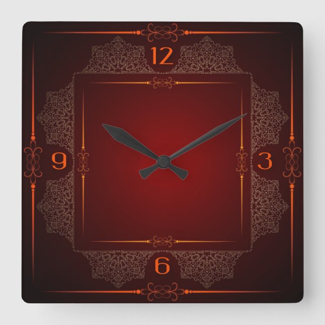 Horloge Carrée élégant rouge (Recto)