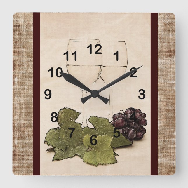 Horloge Carrée élégant winegable witgrape clock (Recto)