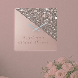 Horloge Carrée Élégante Fête des mariées Rose Gold