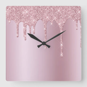 Horloge Carrée Elégante parties scintillant élégante en or ros