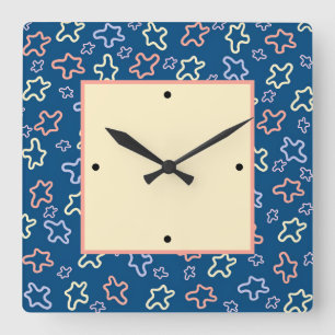 Horloge Carrée éléments Abstraits sur un arrière - plan bleu mari