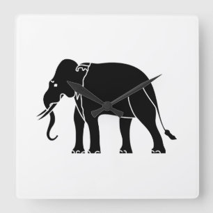 Horloge Carrée Éléphant de Siamese