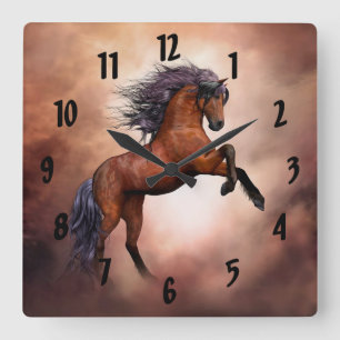 Horloge Carrée Élevage de l'horloge de cheval de baie