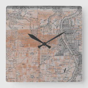 Horloge Carrée Elgin Illinois 1870 Plat Map Fox