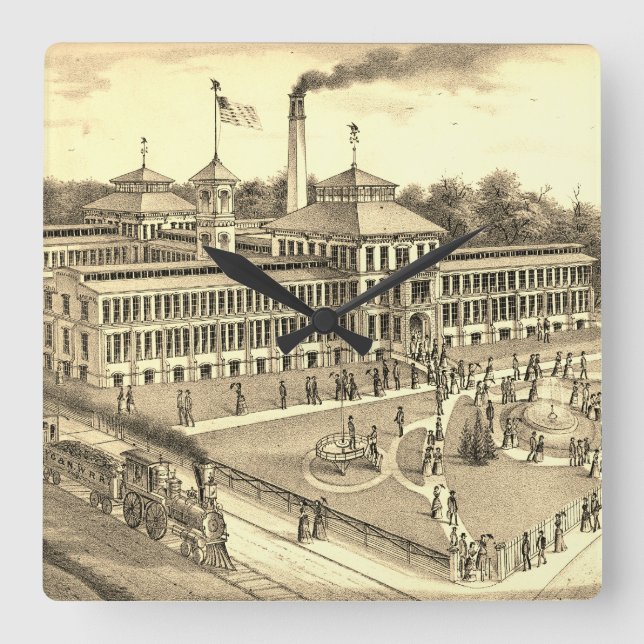Horloge Carrée Elgin Watch Factory 1871 Image Elgin Illinois (Recto)