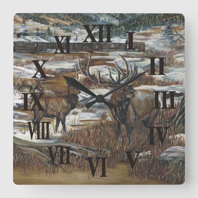 Horloge Carrée Elk wall clock (Recto)