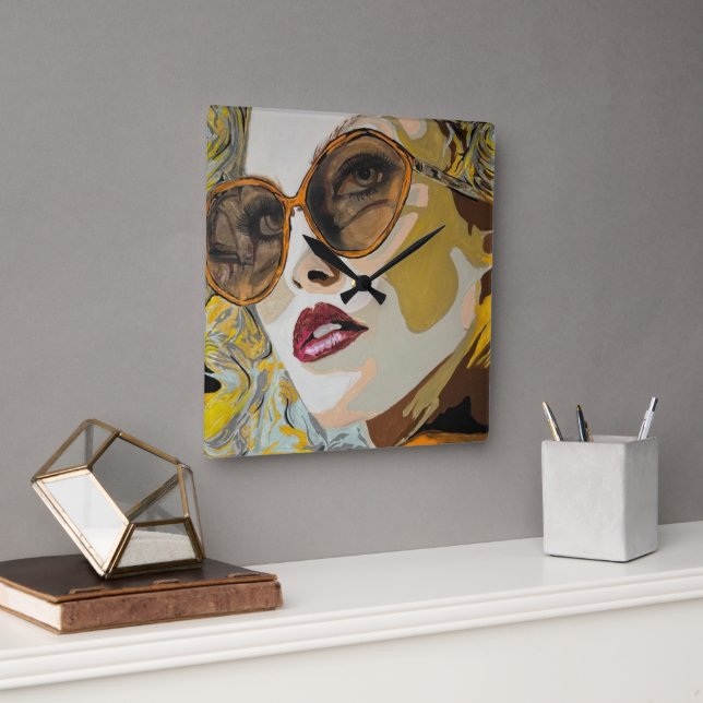 Horloge Carrée 'Elle aime Pina Coladas' (Bureau)