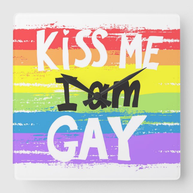 Horloge Carrée Embrasse-Moi Je Suis Gay (Recto)