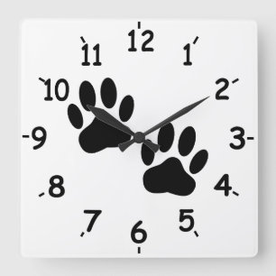 Horloge Carrée Empreintes de Patte de Chien