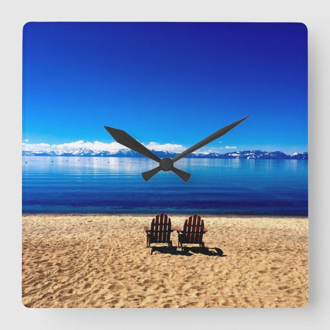 Horloge Carrée En attendant l'été sur le lac Tahoe (Recto)