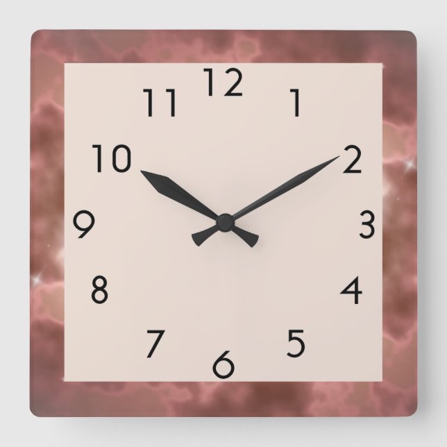 Horloge Carrée Éperche Mocha en cuivre (Recto)