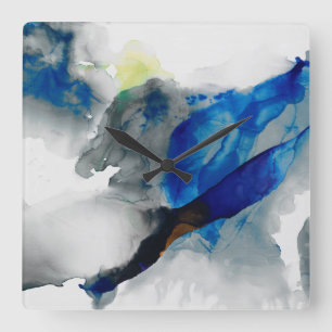Horloge Carrée Éphémère - bleu et gris