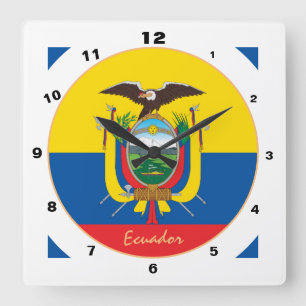 Horloge Carrée Equateur moderne Drapeau, Equateur tendance Maison