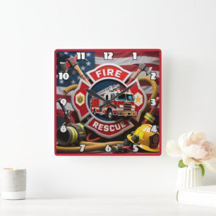 Horloge Carrée Équipement de Secourt de pompier