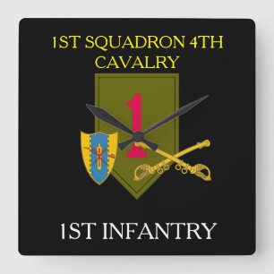 Horloge Carrée ęr INFANTERIE de la 4ème CAVALERIE d'ESCADRON la