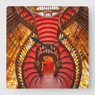Horloge Carrée Escalier rouge orné, Portugal