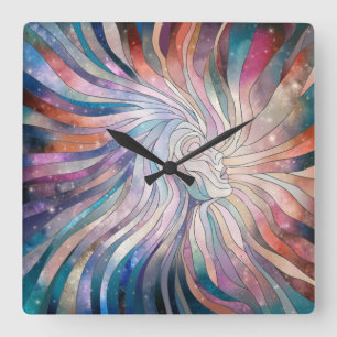 Horloge Carrée Essence Ethérée - Art Mosaïque