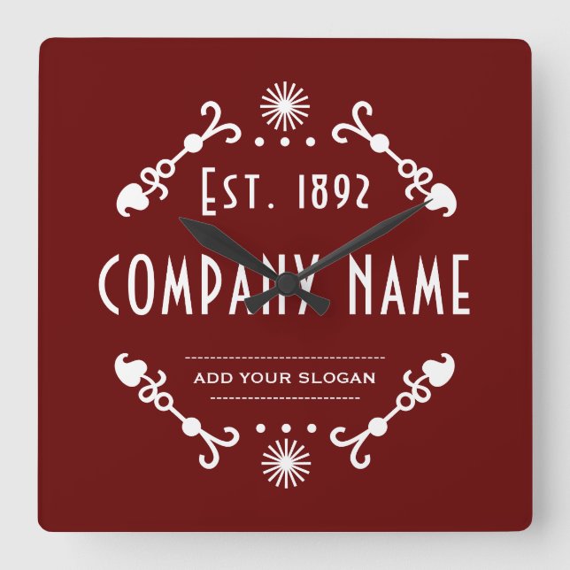 Horloge Carrée Established Business Name, Decorative (Recto)