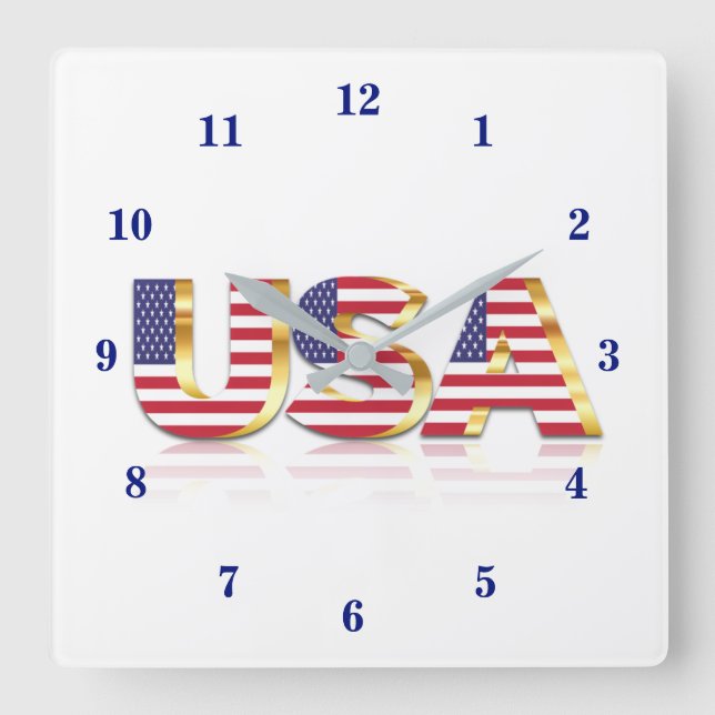 Horloge Carrée États-Unis - États-Unis d'Amérique - Drapeau - Pat (Recto)