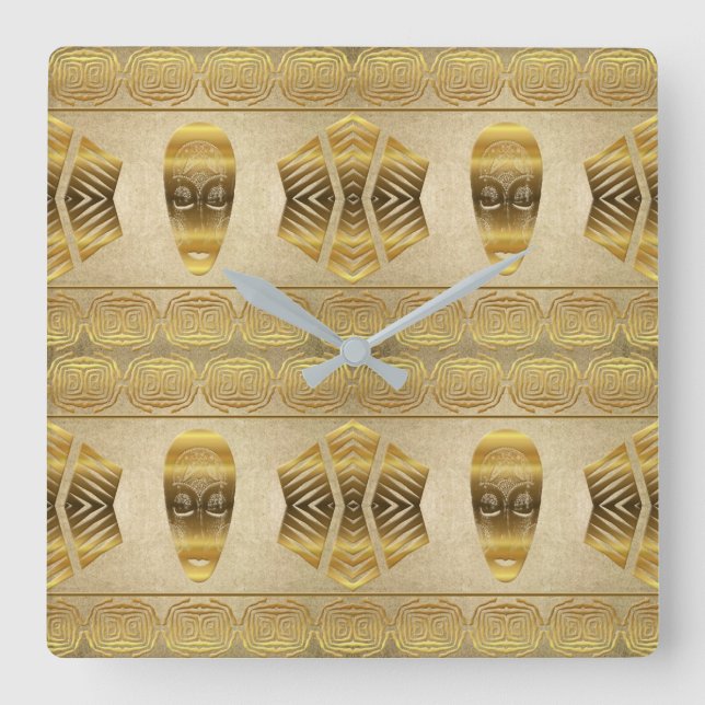 Horloge Carrée Ethnic african tribal mask. (Recto)