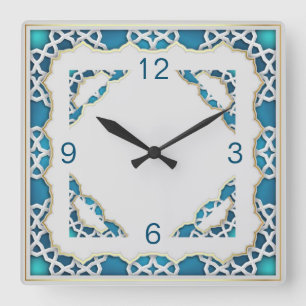 Horloge Carrée Ethnic blue
