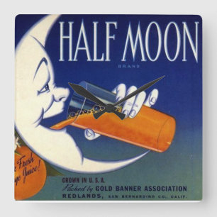 Horloge Carrée Étiquette de caisse d'oranges de marque de