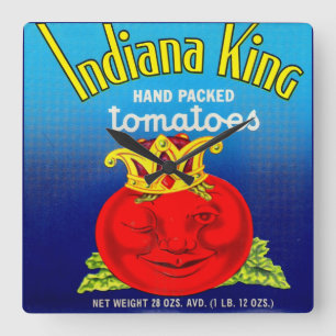 Horloge Carrée Étiquette de tomates Indiana King