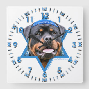 Horloge Carrée Étoile de David de Hanoukka - rottweiler