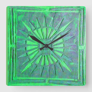 Horloge Carrée ÉTOILE DU MATIN , Vert clair