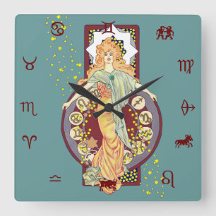 Horloge Carrée Étoiles dispersées