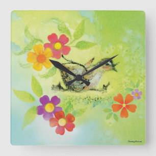 Horloge Carrée Exécution de l'horloge murale acrylique au canard