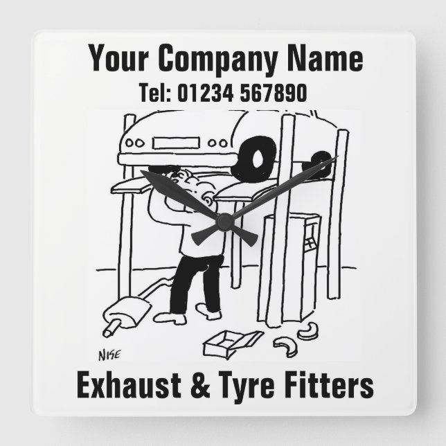 Horloge Carrée Exhaust & Tyre Fitters (Recto)