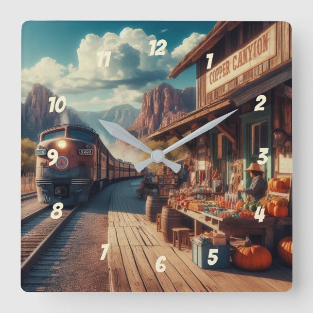 Horloge Carrée Express de canyon de cuivre (Recto)