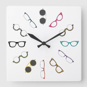 Horloge Carrée Eyeglasses Clock