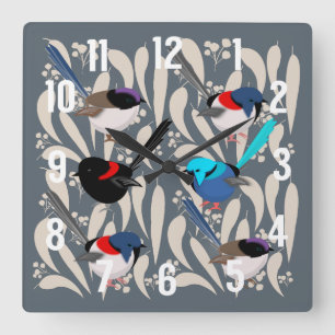 Horloge Carrée Fairy Wrens