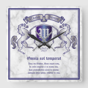 Horloge Carrée Faites votre propre manteau du bouclier argenté d