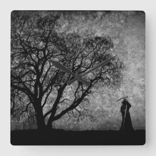 Horloge Carrée Falln Grim Reaper Frontières Art Original Entre